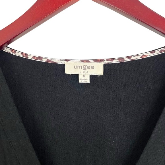 Umgee linen jumpsuit pants button front tie waist black womens medium - Picture 4 of 7